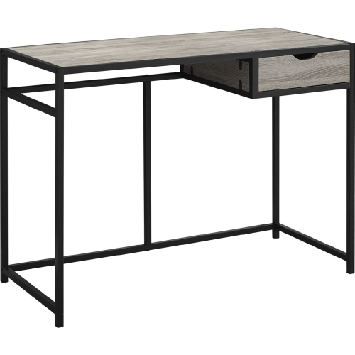 42" Computer Desk in Dark Taupe on Black Metal